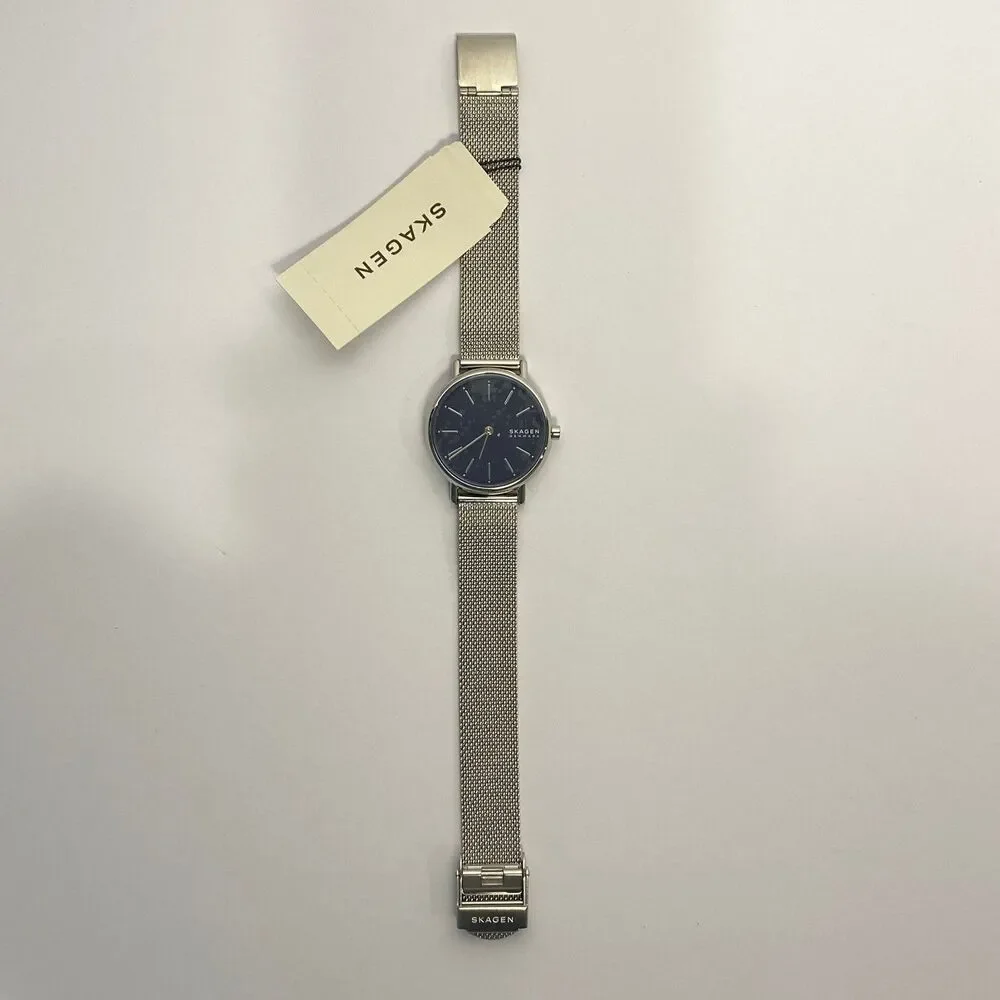Skagen Denmark SKW2759 Blue Dial Mesh Band Watch Women New w/ Box